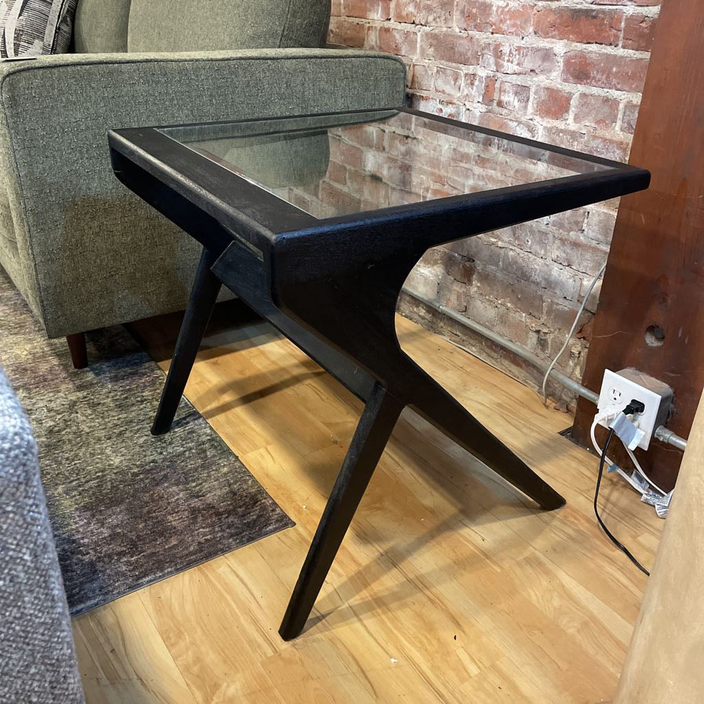 MC Style Black and Glass Side Table