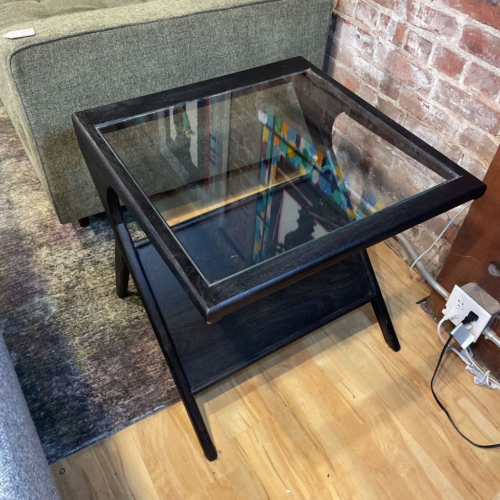 MC Style Black and Glass Side Table