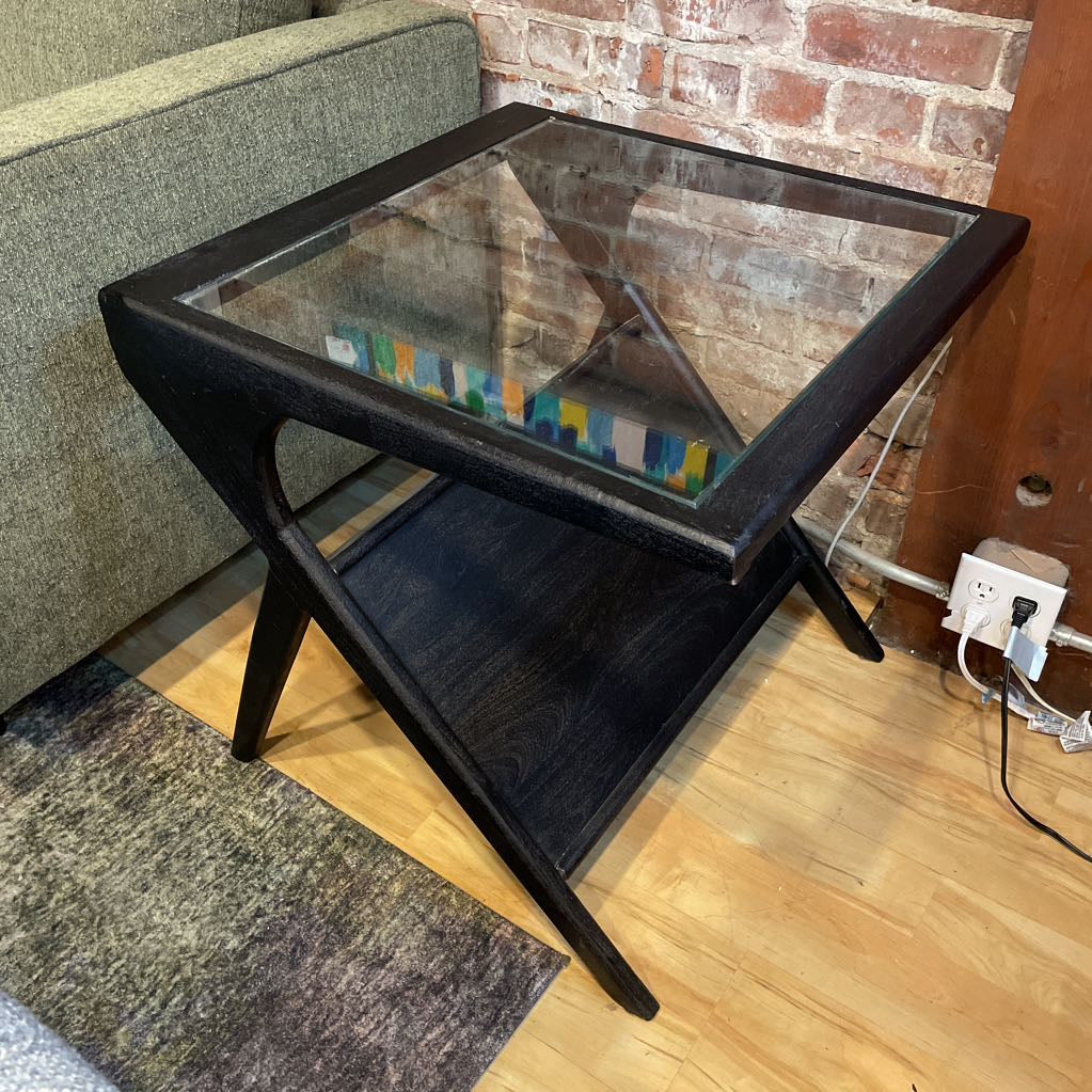 MC Style Black and Glass Side Table