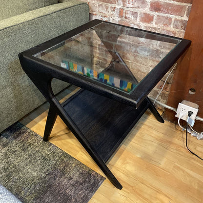 MC Style Black and Glass Side Table