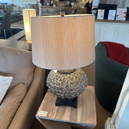 Silver Wine Lamp with beige shade