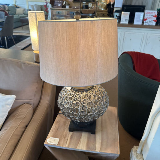 Silver Wine Lamp with beige shade