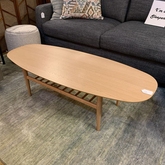 Oak Surfboard Coffee Table with Slatted Shelf