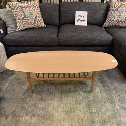 Oak Surfboard Coffee Table with Slatted Shelf