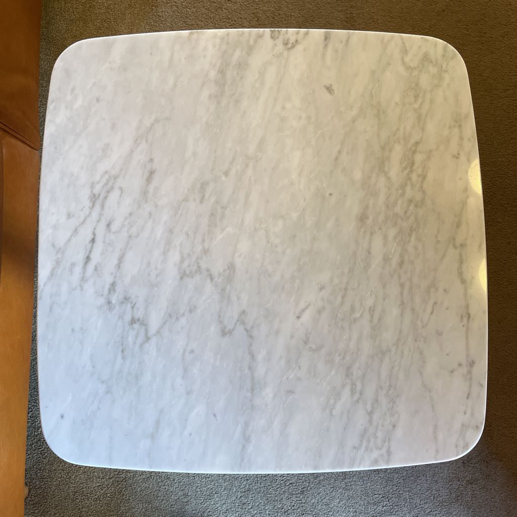 Square Marble Walnut Leg Side Table C SIDE TABLES
