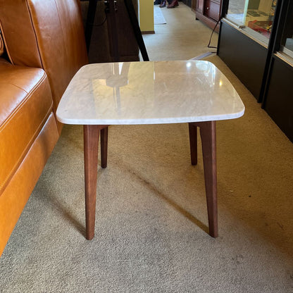 Square Marble Walnut Leg Side Table C SIDE TABLES