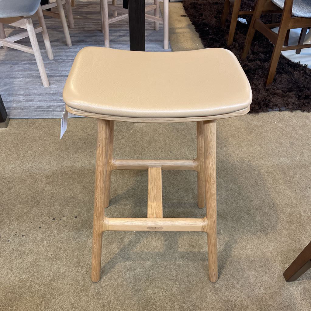 Mod Oak Stool with Leather Seat
