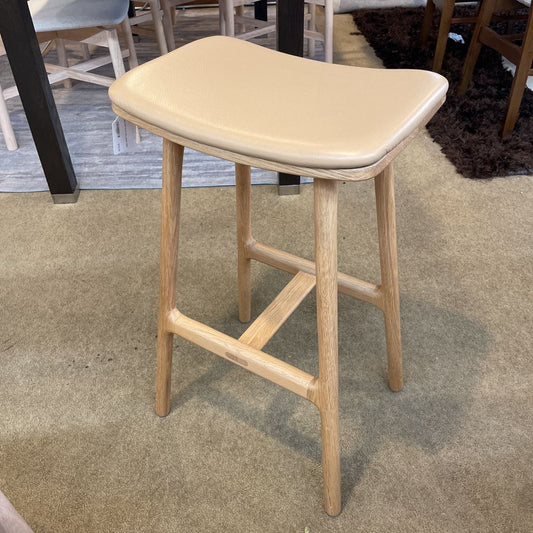 Mod Oak Stool with Leather Seat