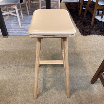 Mod Oak Stool with Leather Seat