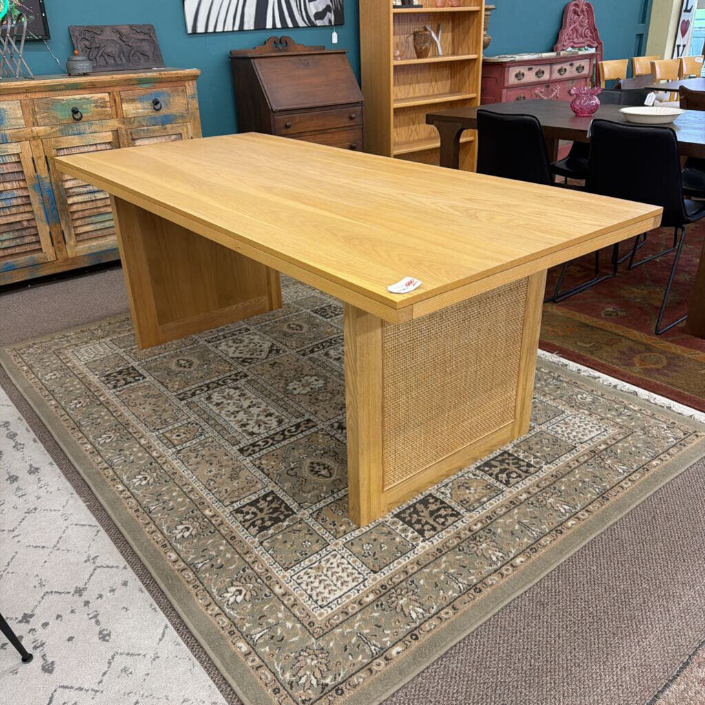 Wooden desk in a room with furniture and decor