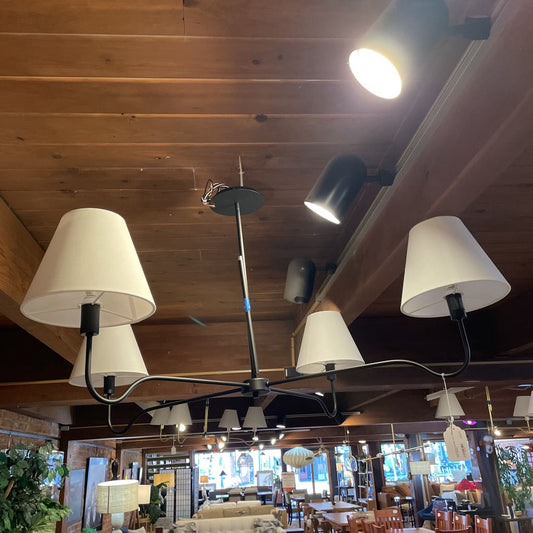 Simple Black Chandelier with White Shades LAMPS