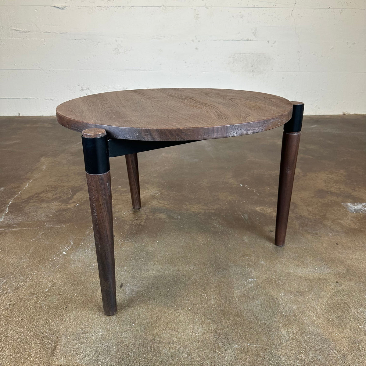 Round Dark Wood Side Table
