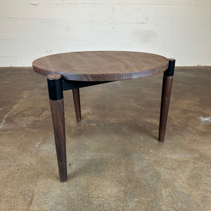 Round Dark Wood Side Table