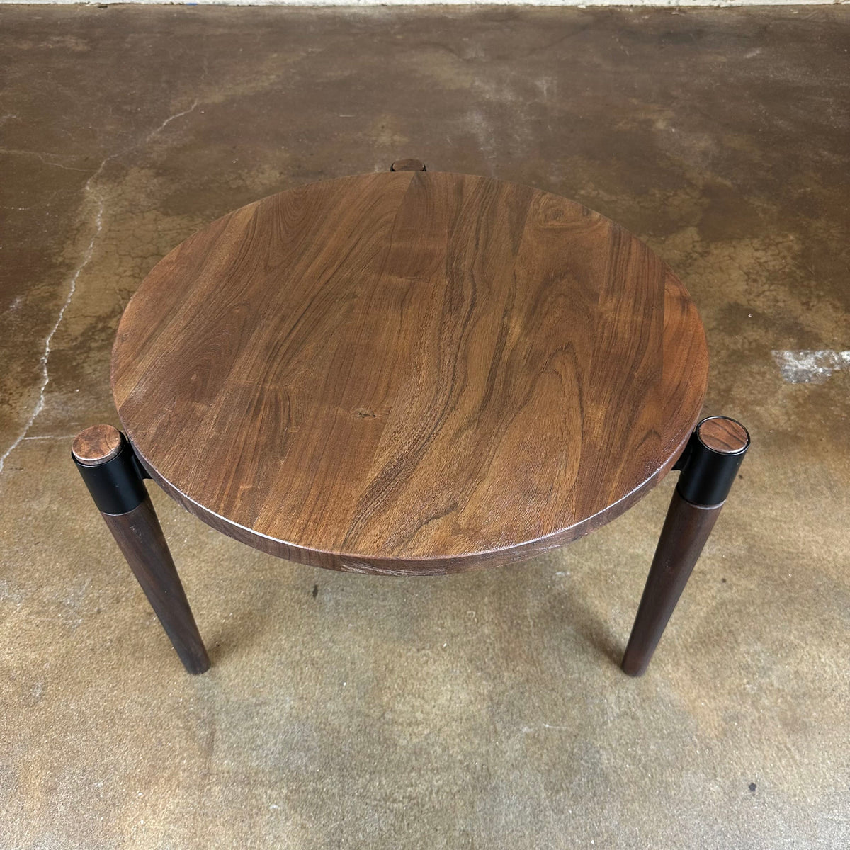 Round Dark Wood Side Table