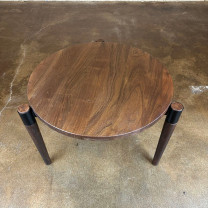 Round Dark Wood Side Table