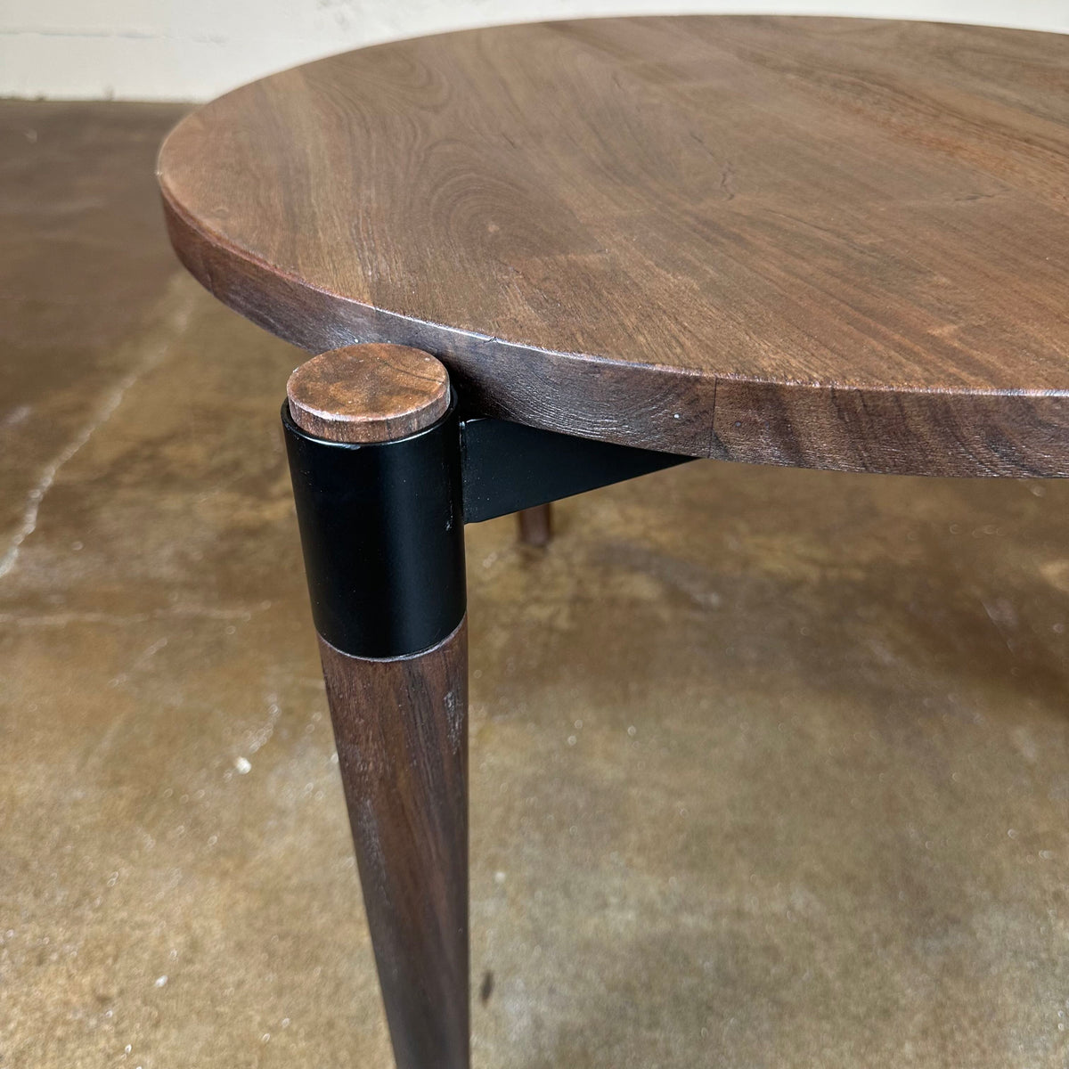 Round Dark Wood Side Table