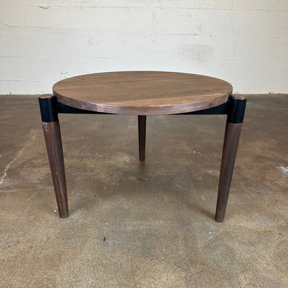 Round Dark Wood Side Table