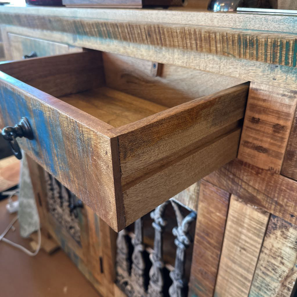 Distressed Iron Detail Console C SIDEBOARDS