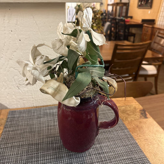Burgandy Pitcher w/ White Flower SMALLS