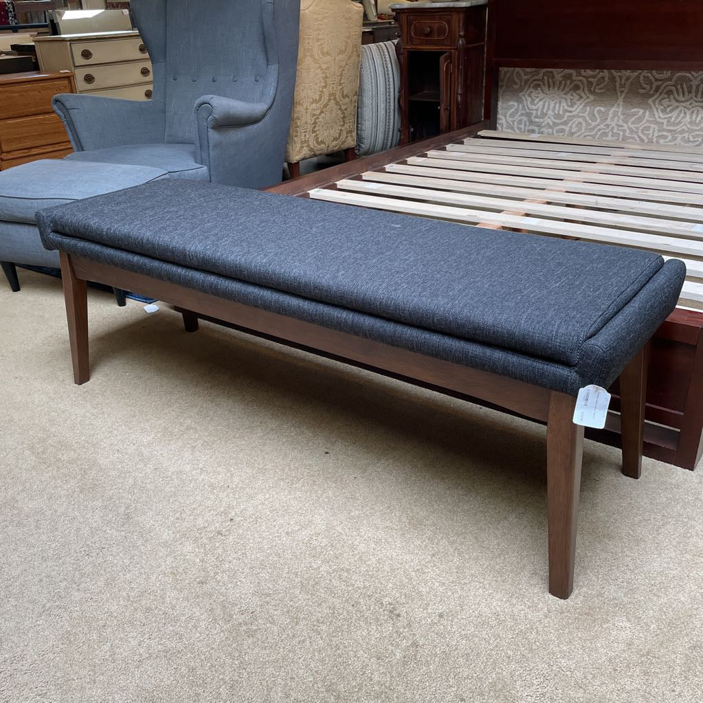 Padded Fabric Walnut Bench