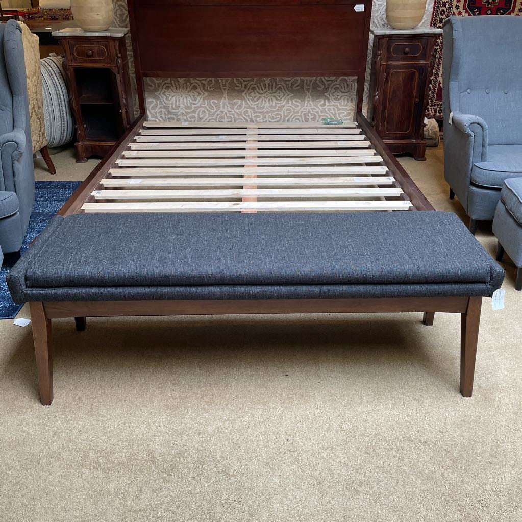 Padded Fabric Walnut Bench
