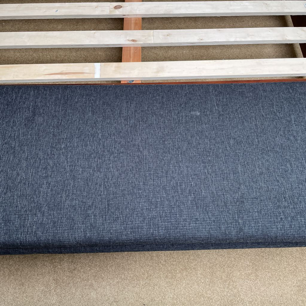 Padded Fabric Walnut Bench