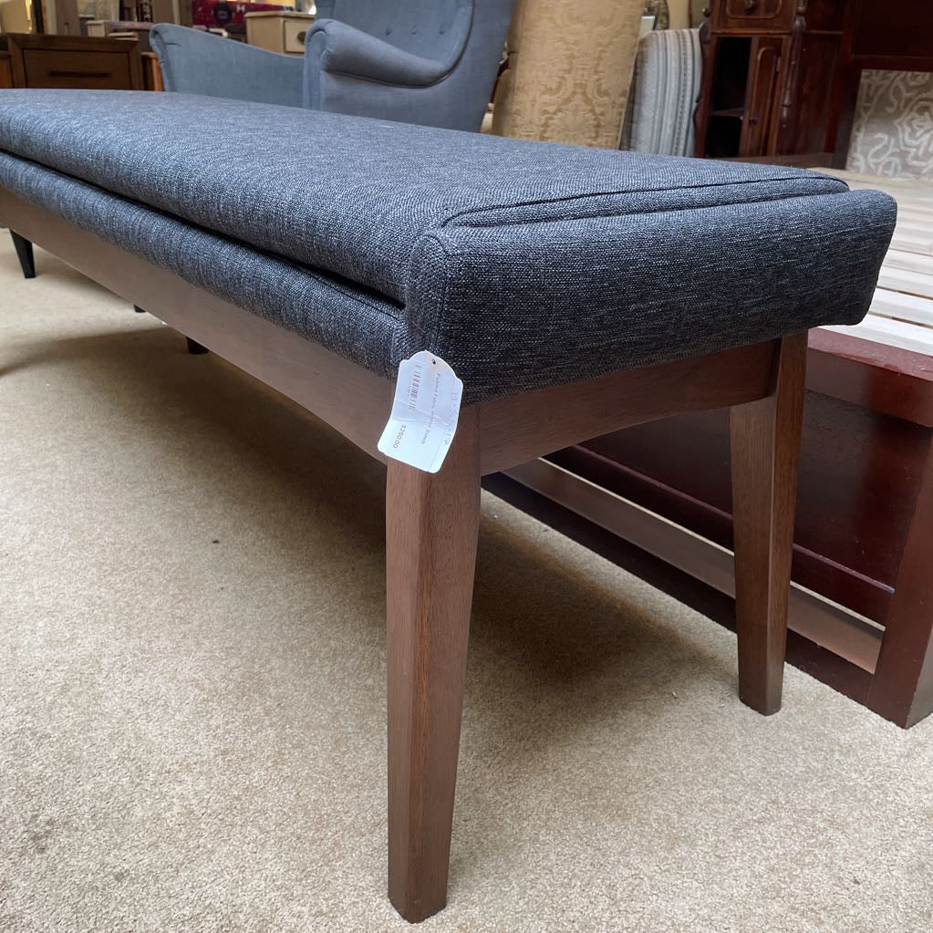 Padded Fabric Walnut Bench