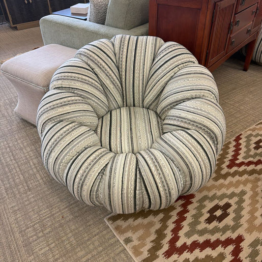 Pumpkin Swivel Chair Silver Base Black Stripe
