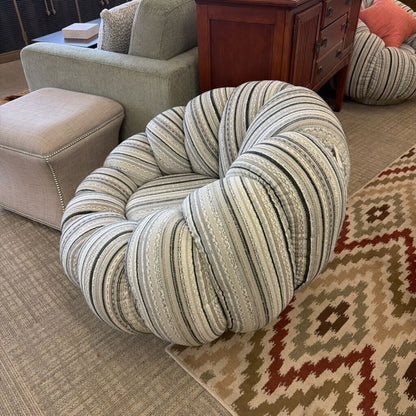 Pumpkin Swivel Chair Silver Base Black Stripe