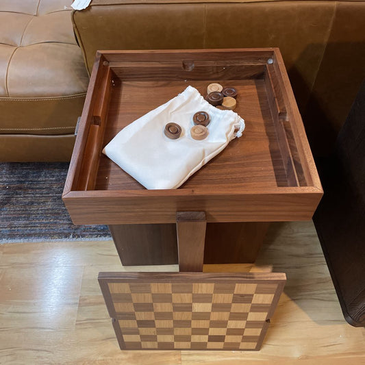 Walnut Checker Side Table C SIDE TABLES