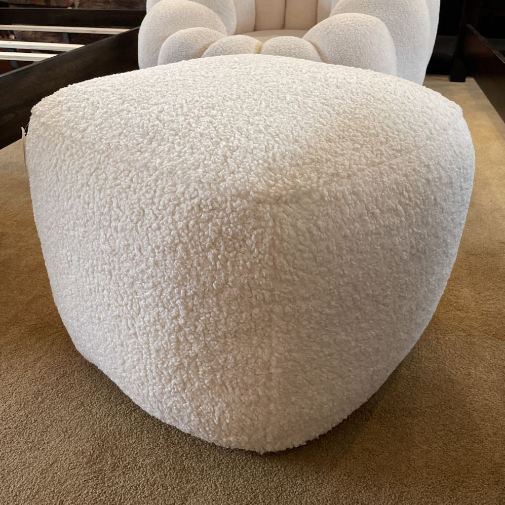 White Boucle Square Poof U OTTOMANS