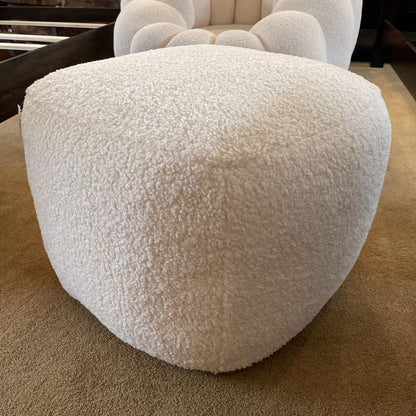 White Boucle Square Poof U OTTOMANS