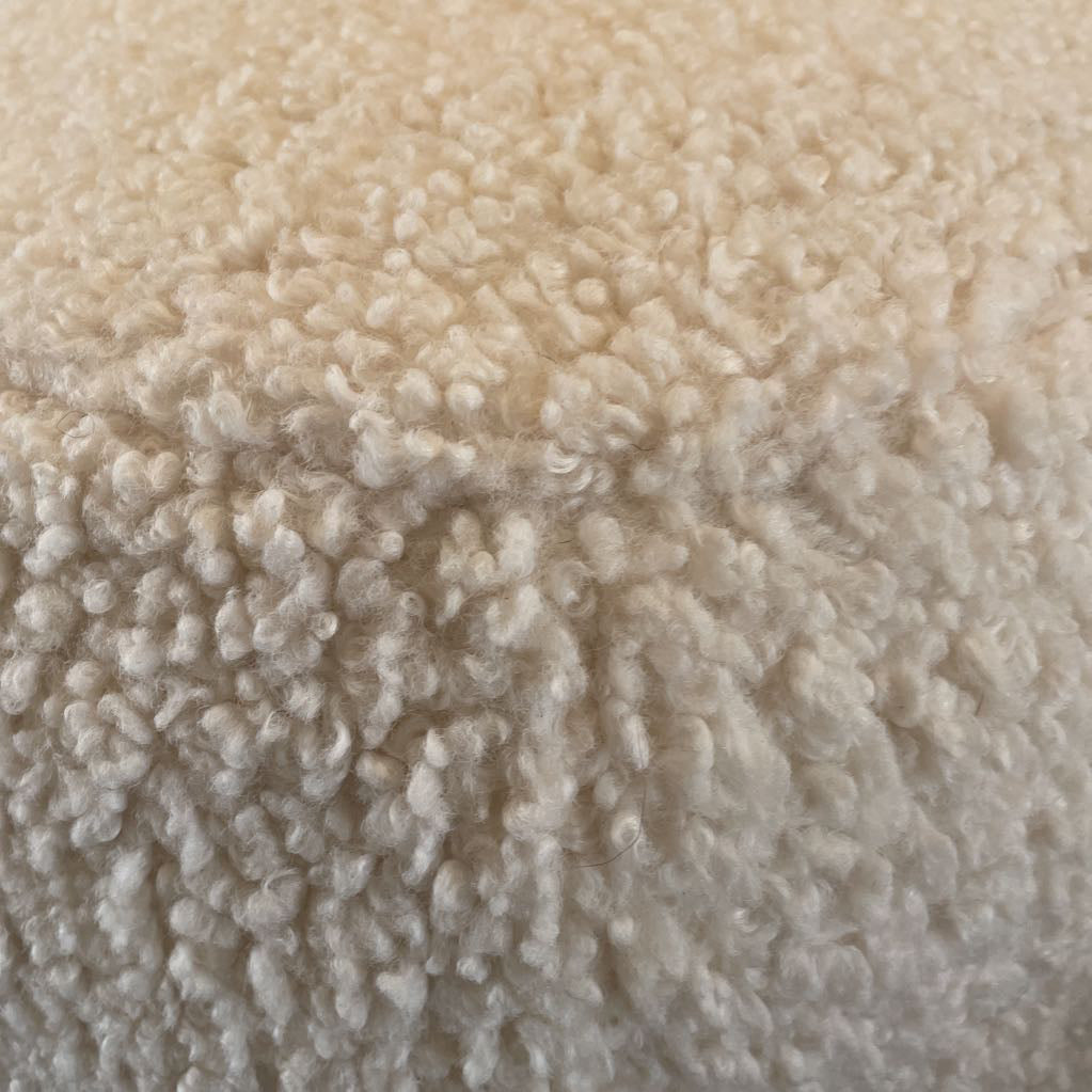 White Boucle Square Poof U OTTOMANS