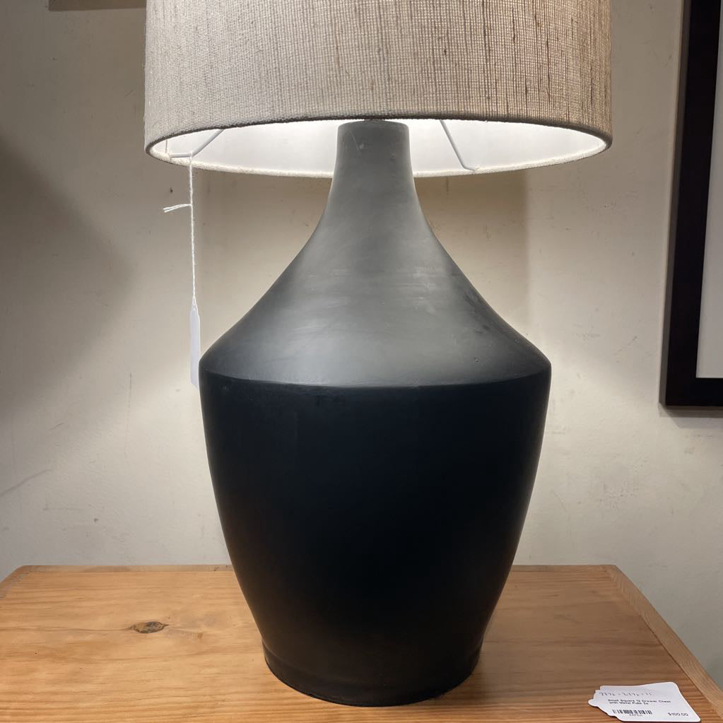 Black Urn Style Large Table Lamp w Jute Shade