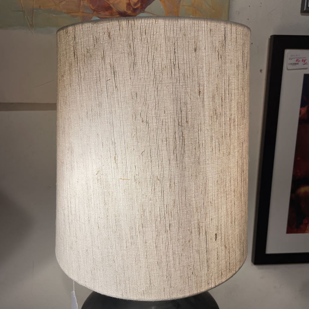 Black Urn Style Large Table Lamp w Jute Shade
