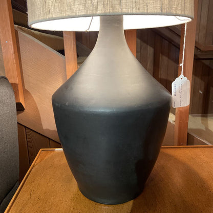 Black Urn Style Large Table Lamp w Jute Shade