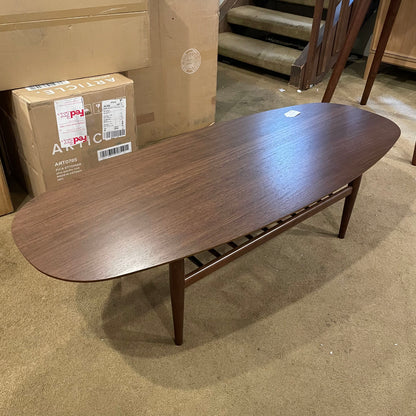 Walnut Surfboard Coffee Table with Shelf