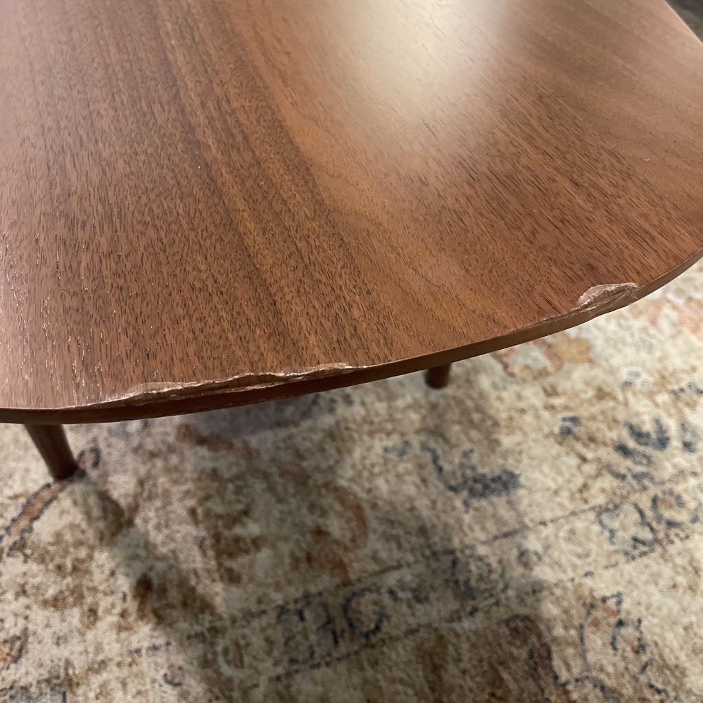 Walnut Surfboard Coffee Table with Shelf