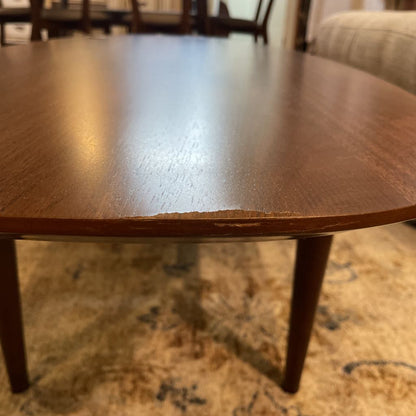 Walnut Surfboard Coffee Table with Shelf