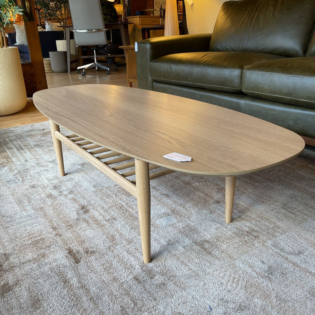 Walnut Surfboard Coffee Table with Shelf