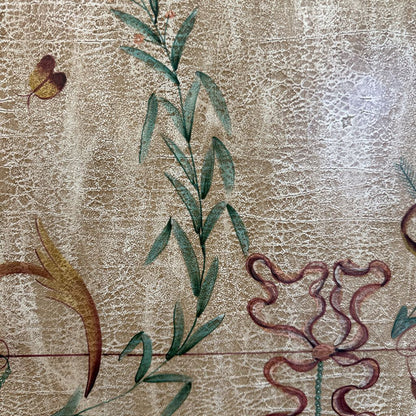 Decorative fabric with floral patterns on a textured beige background