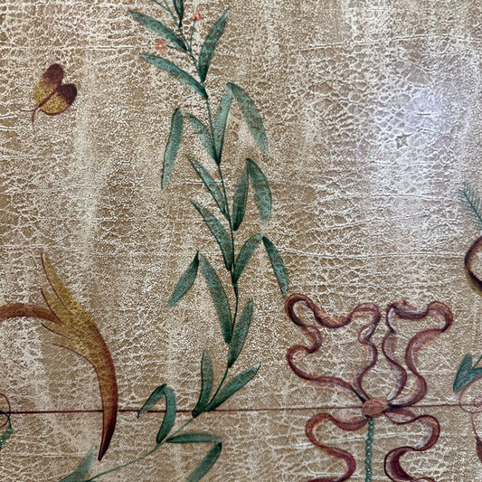 Decorative fabric with floral patterns on a textured beige background