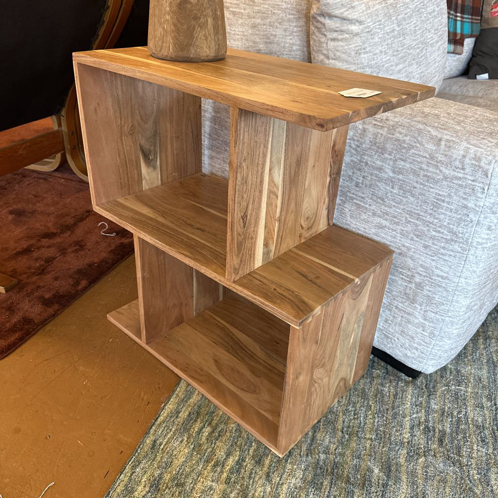 Natural Acacia 2 Cube Shelf C BOOKSHELVES