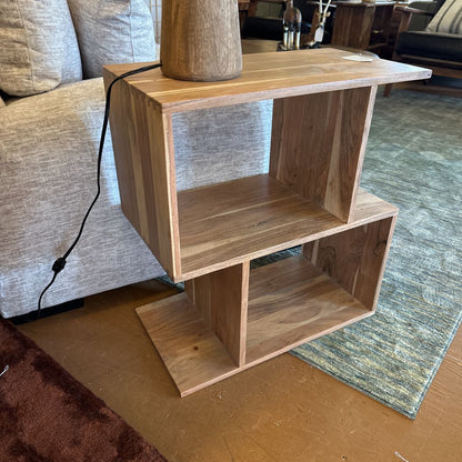 Natural Acacia 2 Cube Shelf C BOOKSHELVES