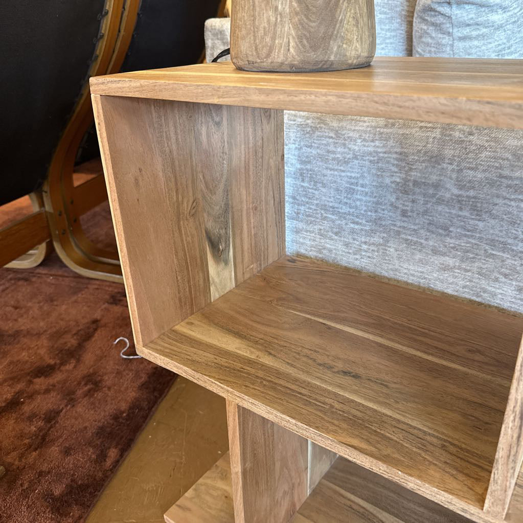 Natural Acacia 2 Cube Shelf C BOOKSHELVES
