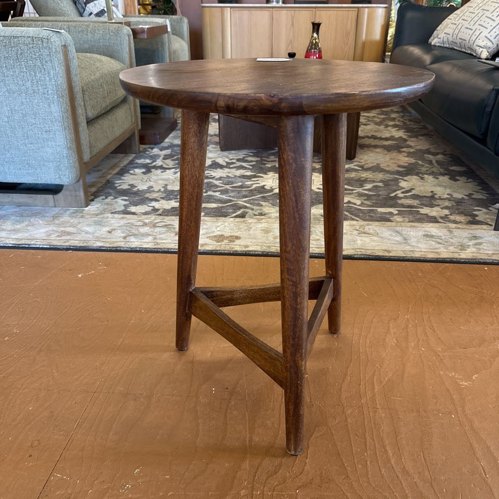 Round Mango Wood Side Table C SIDE TABLES
