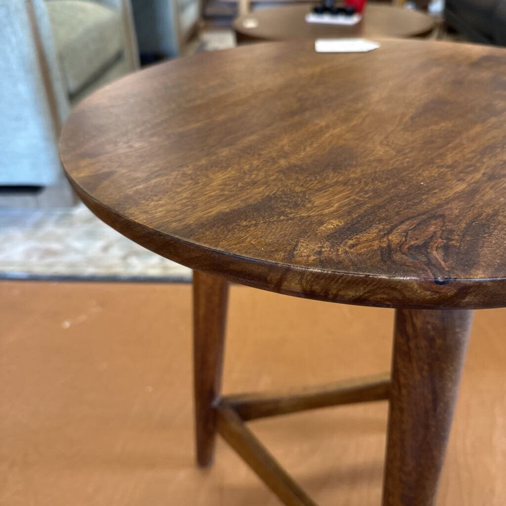 Round Mango Wood Side Table