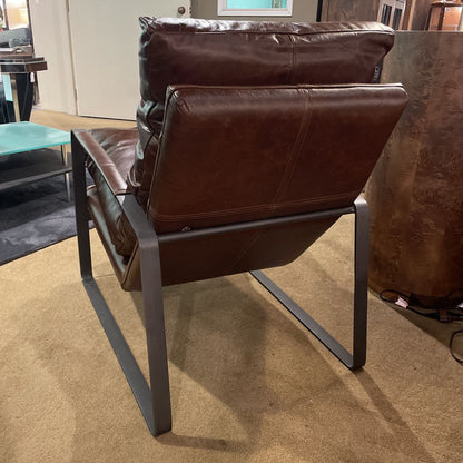 Metal Frame Brown Lthr Accent Chair U ACCENT CHAIRS