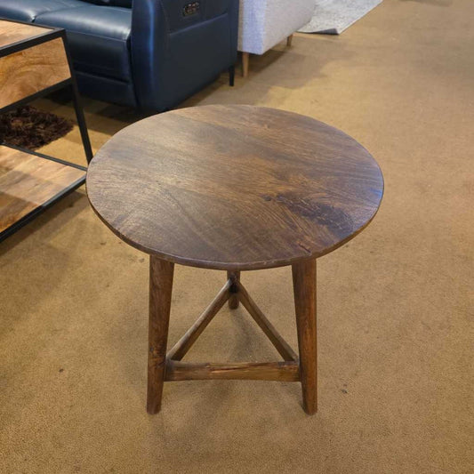 Round Mango Wood Side Table