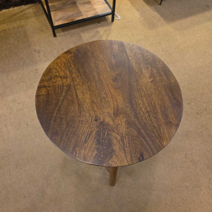 Round Mango Wood Side Table